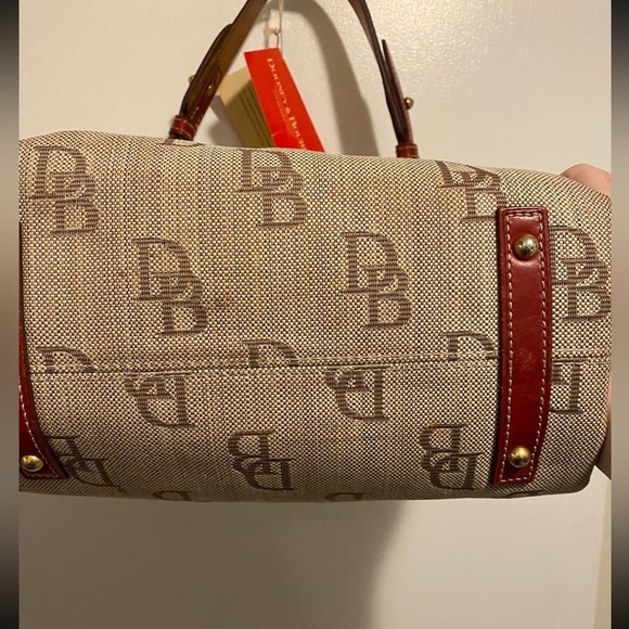 NWT Dooney and Burke Tulip Tassel Tote Handbag - Brand New Brown and Amber - Picture 8 of 12